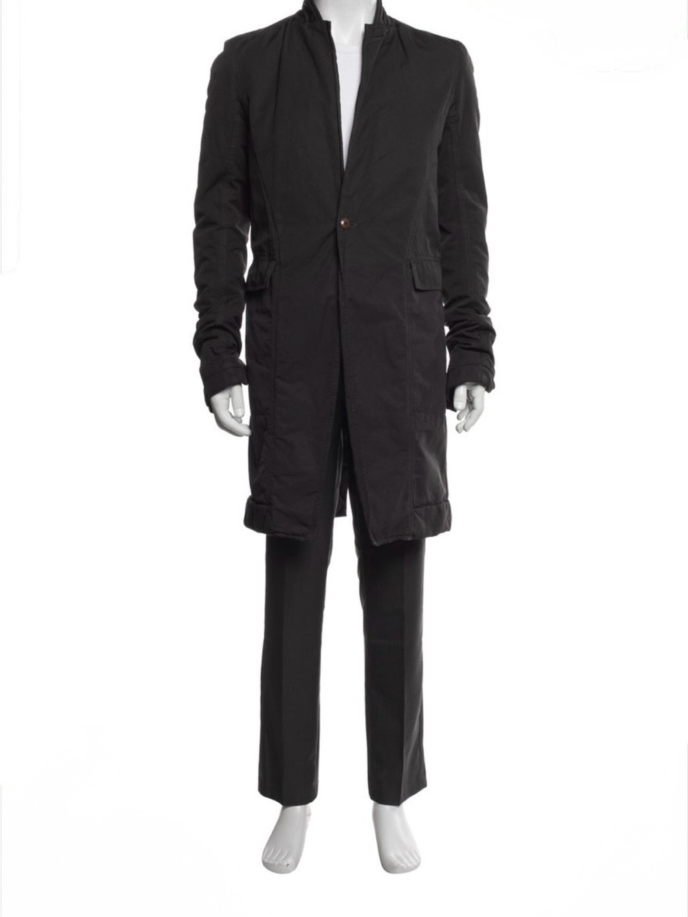 Rick Owens Black Single-Button Long Trench Coat